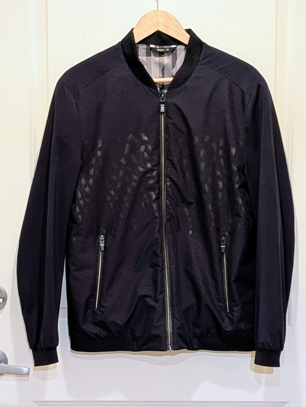 EUC Ferri Fashion Collection XL Zip Front Navy Blue and Black Bomber Jacket